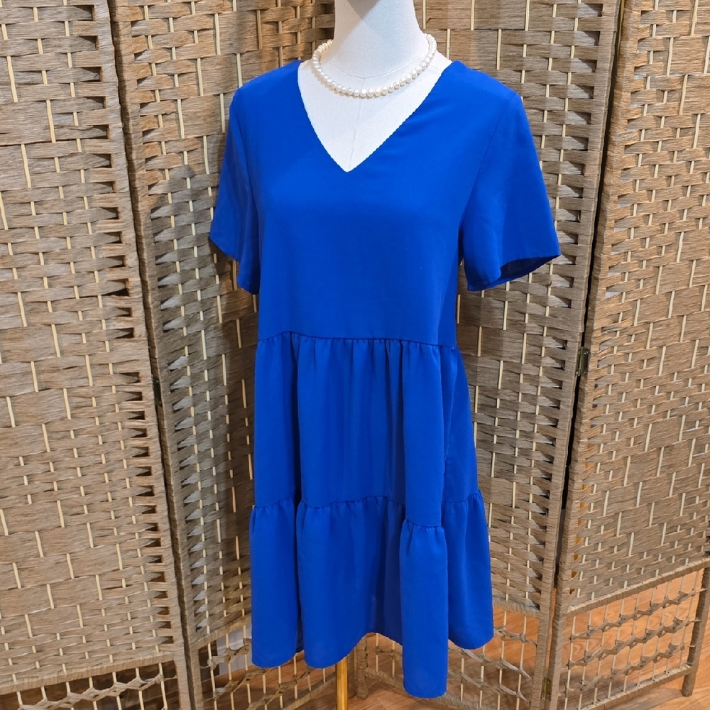 Blue Tiered Babydoll Dress